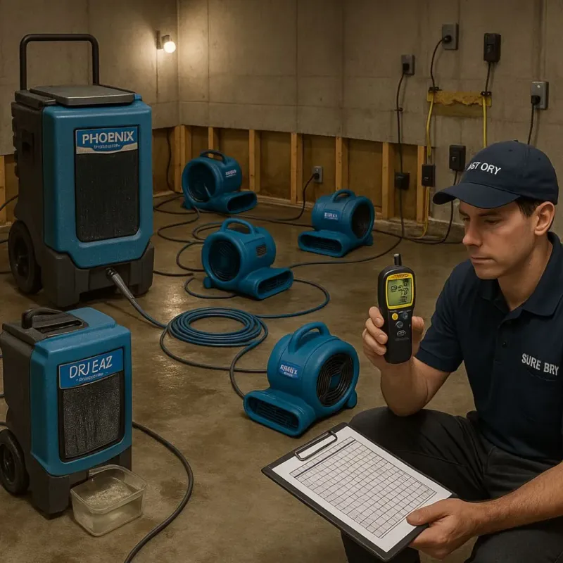 Structural Drying and Dehumidification process in Van Vleck, TX